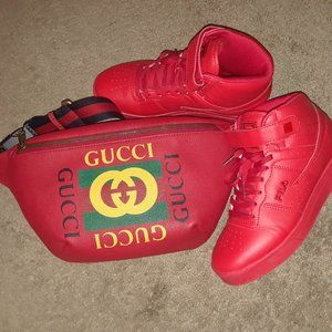GUCCI Red Leather Waist Bag Fanny pack Bum Bag
